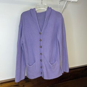 Purple Hooded Knit Button Down Cardigan-‎ M